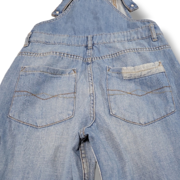 Zara Basic Overall Jeans Size XS 29x24 Women's Overalls Straight Raw Hem Patches - Picture 4 of 9